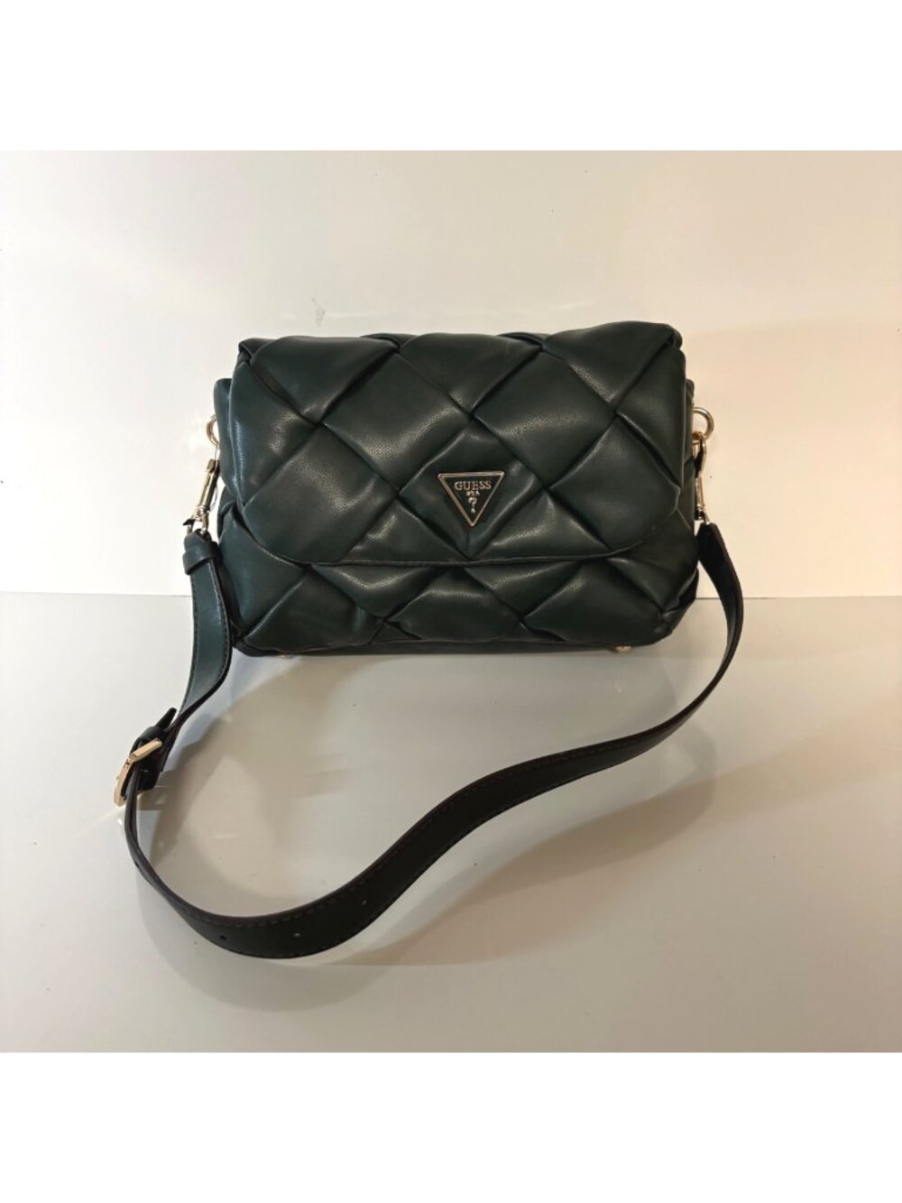 Guess Zaina Flap Shoulder Bag Forest Green Adjustable Strap Purse